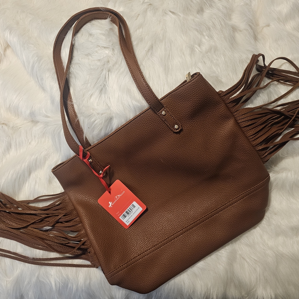 Montana West Brown Leather Fringe Tote Bag